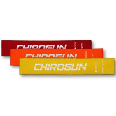 Image de Set de 3 bandes CHIROGUN Loop Band (Très léger, Léger, Modéré) pour un renforcement musculaire ciblé et une activation efficace. Différents niveaux de