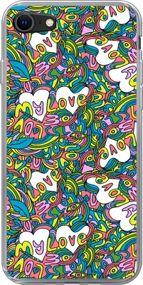 Produktbild von MuchoWow® Handyhülle Schutzhülle Hülle für Telefoonhoesje iPhone SE 2020 Mädchen - Liebe - Muster - Liebe - Kinder - Kinder Silikon Softcase Handy Hülle - Kartenbesitzer