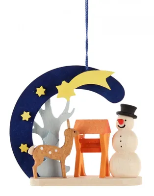 Produktbild von Baumbehang Behang Schneemann mit Reh H=7cm NEU