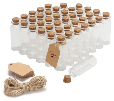 Obrázek produktu pro Solidchoice - 50 kusů mini skleněných lahviček o objemu 20 ml s korkovými zátkami, ideální pro vlastní tvorbu