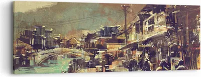 Produktbild von Bild auf Leinwand - Leinwandbild - Brücke Straße Fluss - 90x30cm - Wand Bild - Wanddeko - Wandbilder - Leinwanddruck - Bilder - Kunstdruck - Wanddekoration - Leinwand bilder - Wandkunst - AB90x30-3515