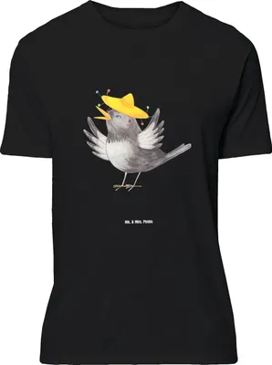 Produktbild von Mr. & Mrs. Panda Größe L T-Shirt Rabe Sombrero - Schwarz - Geschenk, Vögel, Vogel, Tshirt, Lustige Sprüche, Elster, glücklich sein, Shirt, mit Spruch, Motivation