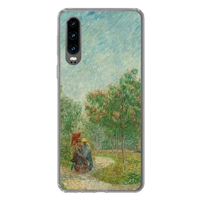 Produktbild von MuchoWow® Handyhülle Schutzhülle Hülle für Huawei P30 Garten mit Liebenden - Vincent van Gogh Silikon Softcase Handy Hülle - Kartenbesitzer