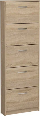 Image de FMD Möbel STEP 5 Boite à chaussures avec 5 compartiments pour 10 paires de chaussures - Chêne - Dimensions : 58,5 cm x 168,5 cm x 17 cm ; 411-005