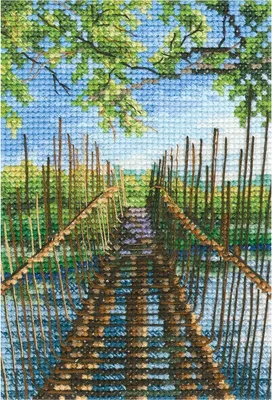 Productafbeelding van Set van kruisstekenpatronen, "Voetgangersbrug over het Austinmeer", modelnummer C313, genummerd patroon, 9x13,5 cm
