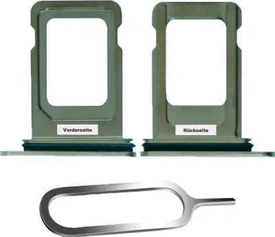 Produktbild von iPHONE 11 PRO / MAX SIM KARTEN HALTER TRAY ADAPTER FACH STECKER SLOT CARD + NADEL NACHTGRÜN
