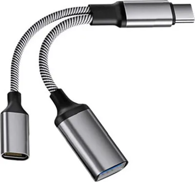 Produktbild von INF Multifunktionaler Type-C zu USB Adapter mit Ladefunktion, 2 Stück Grau