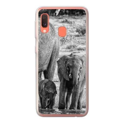Produktbild von MuchoWow® Handyhülle Schutzhülle Hülle für Samsung Galaxy A20e Elefant - Wasser - Tiere - Schwarz - Weiß Silikon Softcase Handy Hülle - Abdeckung