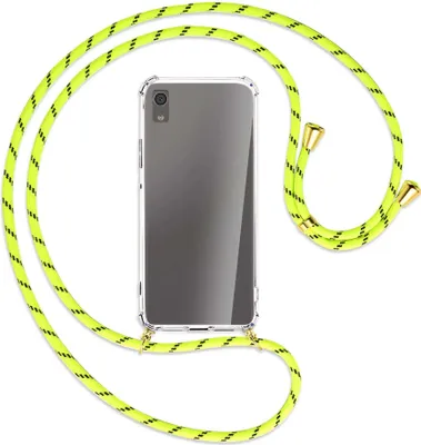 Produktbild von Handykette Backcover-Schutzhülle mit Band (Metall goldfarben) für Sony Xperia XA1 - neongelb