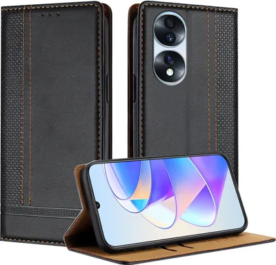 Obrázek produktu pro Pouzdro pro Honor 70 Pro kožené flipové pouzdro s funkcí stojánku černé