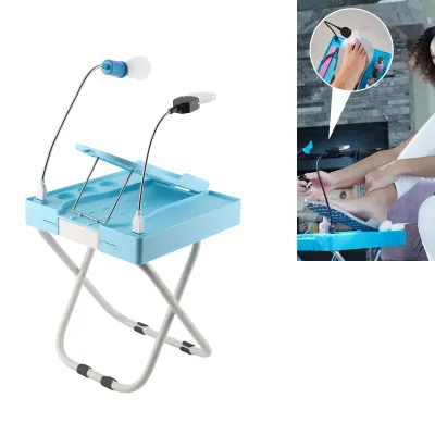 Obrázok produktu pre Pedikérsky stojan na nohy, protišmykový, profesionálny, nastaviteľný, sada pedikérskych stojanov s LED lupou, sušiaci ventilátor