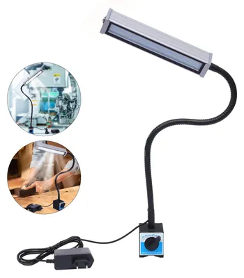 Image de Lampe de travail magnétique - Lampe pour machine - 10 W - 60 LED - IP67 - Col de cygne flexible - Alimentation CC - Prise européenne