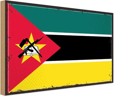 Produktbild von vianmo Holzschild 30x40 cm Mosambiks Retro Mozambique Flagge Fahne Wappen
