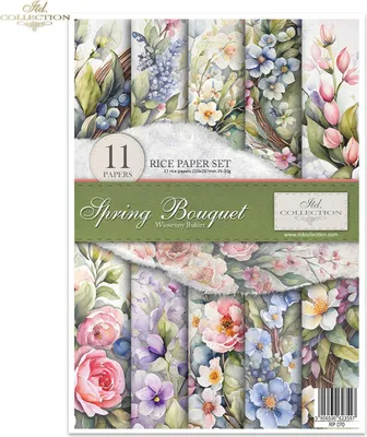 Produktbild von Reispapier-Set A4 für Decoupage – RP070 Spring Bouquet – ITD Collection