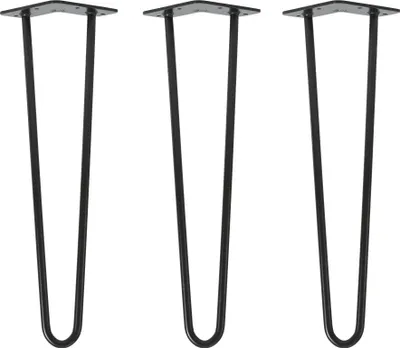 Immagine prodotto di Natural Goods Berlin Gambe HAIRPIN, gambe a forcina, gambe per mobili, gambe per tavoli, nero, 45 cm, 2 montanti, 3 pezzi