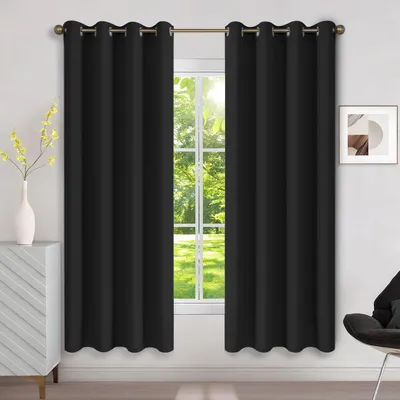 Produktbild von Verdunklungsvorhänge mit Ösen, 2er Set, 175 x 140 cm, schwarz