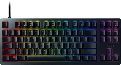 Produktbild von RAZER HUNTSMAN Tournament Edition Gaming Tastatur, Schwarz, USB, Volle Größe, Nummernblock, LED-Beleuchtung, Anti-Ghosting, N-Key Rollover, Makroprogrammierung, Profilspeicher, Optische Schalter 1.0mm, Zweischichtige PBT-Tastenkappen, 100 Mio. Tastenanschläge, 1000 Hz, 362 x 140 x 37 mm, Kunststoff