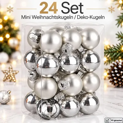 Produktbild von 24 Weihnachtskugeln Glas Mini Christbaumkugeln Set Tischdeko Christbaumschmuck