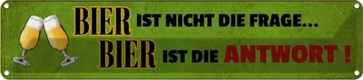 Produktbild von vianmo Blechschild 10x46 cm Bier ist nicht die Frage Antwort Spruch Zitat