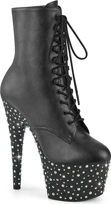 Produktbild von STARDANCE-1020 Pleaser High Heels Plateaustiefeletten schwarz Multi silber Strass
