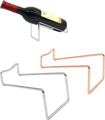 Produktbild von 2 moderne Weinflaschenhalter aus Metall – für Hausbar und Küche
