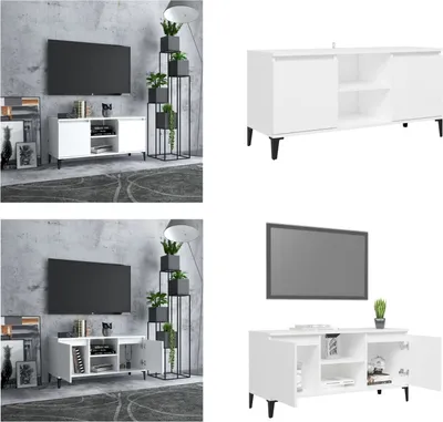 Image de vidaXL Armoire TV avec pieds métalliques Blanc 103,5x35x50 cm - Armoire TV - Armoires TV - Sideboard