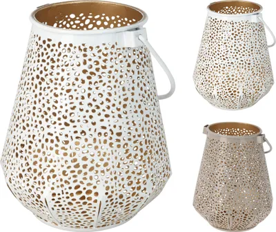 Produktbild von TEELICHTHALTER mit Griff 1 Stück ca. 15 cm 2 Sorten unsortiert Weiß / Beige | 1