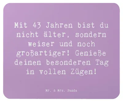 Produktbild von Mr. & Mrs. Panda Mousepad Spruch 43. Geburtstag Weisheit - Lavendeltraum - Geschenk, besonderer Tag, großartiger, Liebesbotschaft, Mouse Pad, pc, Dankbarkeit, Mauspad