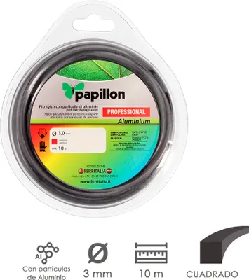 Immagine prodotto di Filo quadrato professionale in nylon/alluminio Ø 3,0 mm. Rotolo da 10 metri