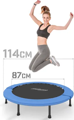 Produktbild von Physionics® Fitness Trampolin - Durchmesser Ø 114 cm, Indoor und Outdoor, max: 100 KG, mit Randabdeckung - Kindertrampolin, Gartentrampolin, Mini Trampolin, klappbar