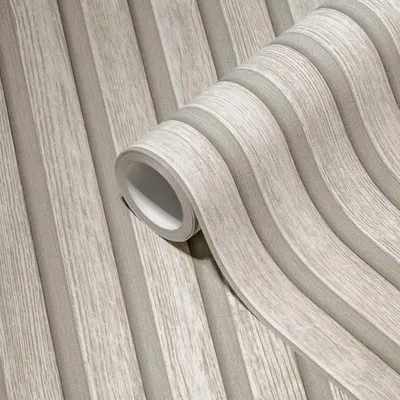 Produktbild von Vliestapete mit Holzpaneel-Muster – Grau, Creme