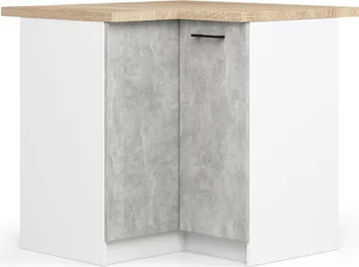 Produktbild von Küchen-Unterschrank mit Arbeitsplatte OLIWIA Weiß, Beton B90xH85xT46 cm