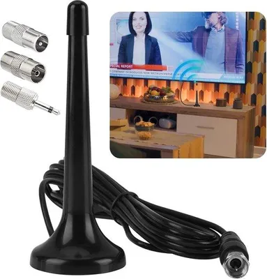 Productafbeelding van DAB+ binnenshuisantenne - Digitale radioantenne - DAB/FM-telescopische antenne - 3 meter kabel - Magnetische voet - Met 3 adapters - Geschikt voor DAB-, DAB+ en FM-radio