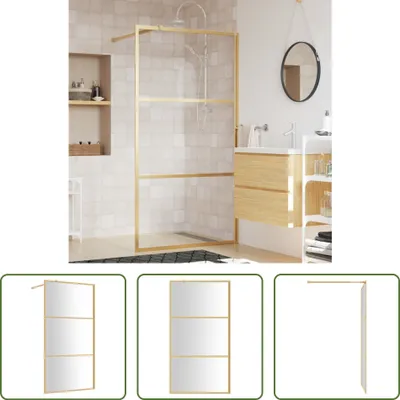 Produktbild von The Living Store Duschwand für Begehbare Dusche ESG Klarglas Golden 100x195cm