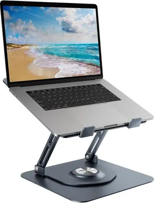 Image de Support ergonomique pour ordinateur portable en aluminium, réglable en hauteur, ventilé, pivotant à 360°, pour le bureau