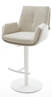Produktbild von DELIFE Barstuhl Clea-Flex Webstoff Soft Beige Drehfuß höhenverstellbar Metall Weiß