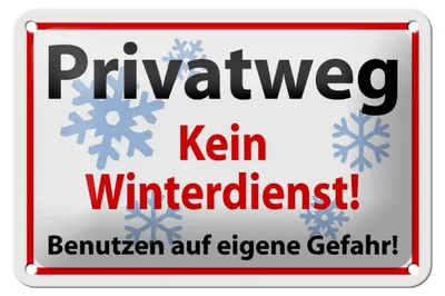 Produktbild von Blechschild Hinweis 18x12cm Privatweg kein Winterdienst