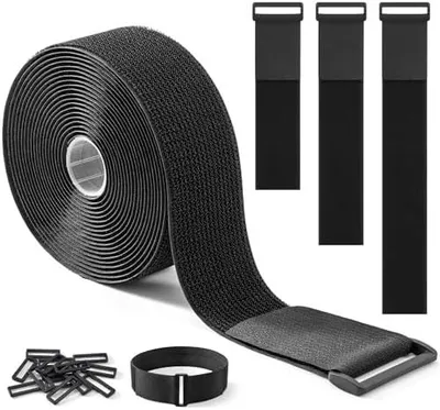 Produktbild von Trilancer 5 cm x 5 m Robustes Klettband mit 15 Schnallen – Verstellbar, auf Maß Zuschneidbar und Wiederverwendbar, Ideal für Kabel, Schläuche, Rohre und Mehr