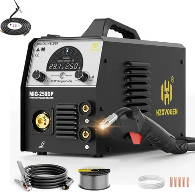 Produktbild von 5‑in‑1 Schweißgerät MIG/MAG/TIG Lift/MMA für Fülldraht/Gas - MIG250DP - IGBT‑Inverter - Puls - LED‑Display - Automatische Drahtzufuhr - 17V‑Brenner - Graubraun