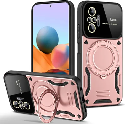 Produktbild von Rüstung Handyhülle für Xiaomi Redmi Note 10 Pro/Note 10 Pro Max Dual-Layer Ringhalter Ständer Hülle Roségold