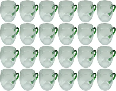 Produktbild von Novaliv 24 xWeinseidel mit grünem Henkel 250 ml Weinglas geeicht Glas Weißweinglas Glühweingläser Glühweintasse  Punchgläser Teegläser mit Henkel Schorleglas