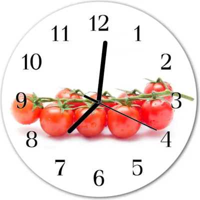 Produktbild von Glasuhr Wanduhr Küchenuhr Echt-Glas 30fi cm Tomaten  weiß