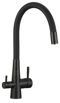Produktbild von Spülenarmatur schwarz mit Wasserfilter flexibler Auslauf 360 Grad