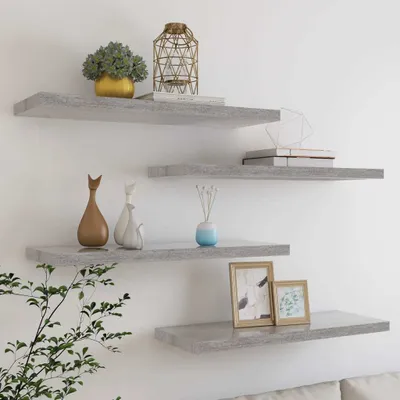 Immagine prodotto di Maison Exclusive - Scaffali sospesi, 4 pezzi, grigio cemento, 80x23,5x3,8 cm, MDF