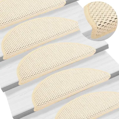 Obrázok produktu pre Samolepiace nášľapy na schody, sisalový vzhľad 15 ks 56x17x3 cm