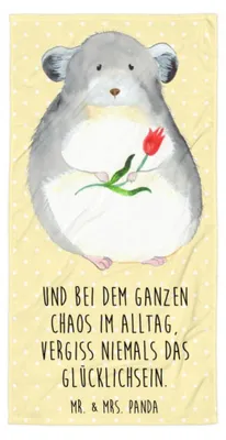 Produktbild von Mr. & Mrs. Panda Handtuch Chinchilla Blume - Gelb Pastell - Geschenk, Glücklichsein, Reisehandtuch, Großes, Liebeskummer, Lustige Sprüche, Chaos, Büro, Strandtuch