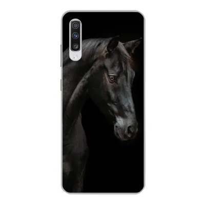 Produktbild von MuchoWow® Handyhülle Schutzhülle Hülle für Samsung Galaxy A70 Pferd - Tiere - Schwarz - Porträt Silikon Softcase Handy Hülle - Schutzhaube