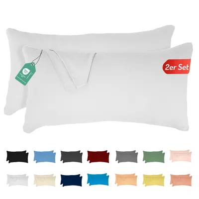 Produktbild von Jersey Kissenbezug 2er Set 40x80 cm 100% Baumwolle Weiss