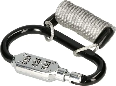 Produktbild von KOTARBAU® Aluminium Karabiner mit Zahlenschloss und 100 cm Stahlseil zum Sicheren Abschließen
