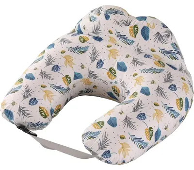 Image de Coussin d'allaitement, soutien ergonomique, design réglable, feuilles bleues